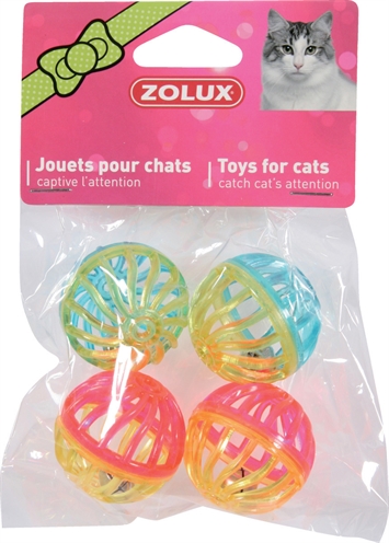 Zolux kattenspeelgoed bal twist met bel assorti (4 CM 4 ST)