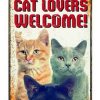 Plenty gifts waakbord blik cat lovers welcome (15X21 CM)