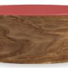 Tarhong voerbak hond olive melamine houtprint / sienna roze (15,5X15,5X5,5 CM 700 ML)