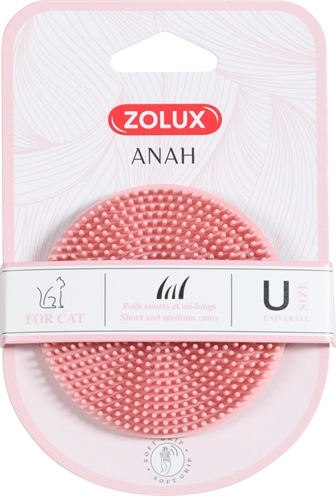 Zolux anah borstel rond rubber roze (7,5X7,5X3 CM)