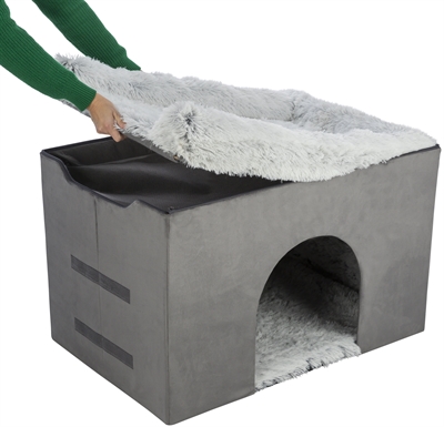 Trixie hondenmand huis harvey met trap grijs / wit (154X60X60 CM)